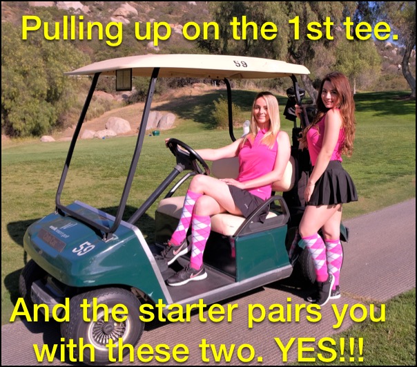 sexy girls on the 1st tee box for golf
